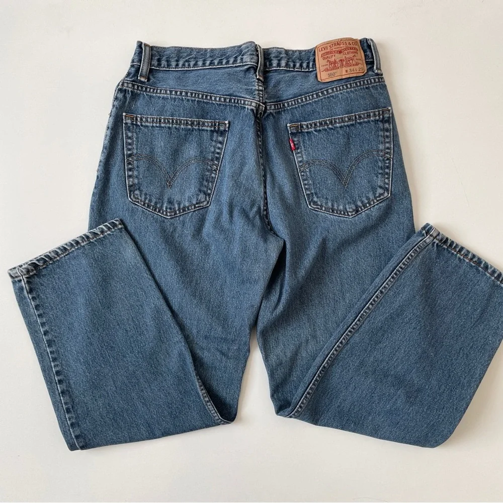 Levi's 550™ Relaxed Fit Straight Leg Baggy Medium Stonewash Jeans, Size 34 29